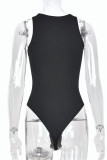 Black Sexy Casual Solid Hollowed Out O Neck Sleeveless Skinny Romper