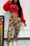Camouflage Fashion Casual Camouflage Print Basic Regular High Waist Conventional Full Print Bottoms