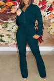 Rose Red Casual Solid Patchwork Zipper Long Sleeve Two Pieces