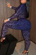 Purple Fashion Street Print Patchwork Long Sleeve Two Pieces
