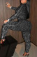 Black Fashion Street Print Patchwork Long Sleeve Two Pieces