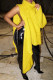 Yellow Fashion Casual Solid Slit Asymmetrical Turtleneck Tops