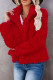 Red Fashion Casual Solid Cardigan Mandarin Collar Outerwear