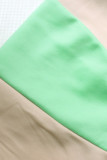 Apricot Casual Solid Patchwork Hooded Collar Tops