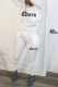 White Casual Print Patchwork O Neck Long Sleeve Two Pieces