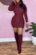 Burgundy Sexy Solid Patchwork Turtleneck One Step Skirt Dresses
