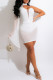 White Sexy Solid Patchwork Beading Hot Drill Halter One Step Skirt Dresses