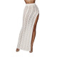 White Elastic Fly Mid Solid Straight Skirts