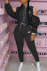 Black Fashion Casual Print Bandage Patchwork O Neck Long Sleeve Two Pieces