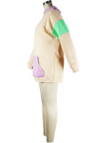 Apricot Casual Solid Patchwork Hooded Collar Tops