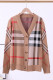 Camel Fashion Celebrities Plaid Patchwork V Neck Tops