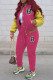 Rose Red Fashion Casual Patchwork Letter Cardigan Long Sleeve Two Pieces