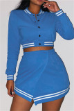 Red Fashion Casual Solid Patchwork Slit O Neck Long Sleeve Two Pieces