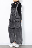 Grey Fashion Casual Solid Split Joint Pocket Spaghetti Strap Regular Jumpsuits