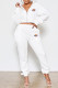 White Fashion Casual Print Patchwork Hooded Collar Long Sleeve Two Pieces