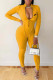 Yellow Fashion Print Patchwork O Neck Jumpsuits