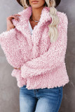 Pink Fashion Casual Solid Cardigan Mandarin Collar Outerwear