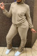 Khaki Fashion Casual Solid Fold Hooded Collar Long Sleeve Two Pieces