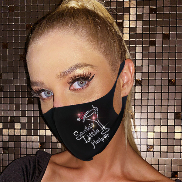 Black White Fashion Solid Hot Drill Mask