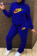 Blue Fashion Sexy Print Patchwork Hooded Collar Long Sleeve Two Pieces
