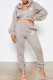 Silver Fashion Casual Print Patchwork Hooded Collar Long Sleeve Two Pieces