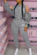 Grey Fashion Casual Print Bandage O Neck Long Sleeve Two Pieces