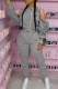 Grey Fashion Casual Print Bandage Patchwork O Neck Long Sleeve Two Pieces