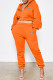 Orange Fashion Casual Print Patchwork Hooded Collar Long Sleeve Two Pieces