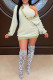 Green Casual Solid Patchwork V Neck Long Sleeve Two Pieces