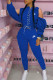 Blue Fashion Casual Print Bandage O Neck Long Sleeve Two Pieces