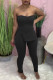 Black Sexy Casual Solid Backless Slit Strapless Sleeveless Two Pieces