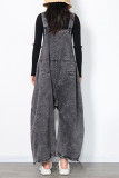 Grey Fashion Casual Solid Patchwork Pocket Spaghetti Strap Regular Jumpsuits