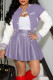 Light Purple Fashion Street Print Patchwork Letter Mandarin Collar Long Sleeve Two Pieces