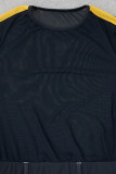 Black Sexy Solid Patchwork See-through Zipper O Neck One Step Skirt Dresses