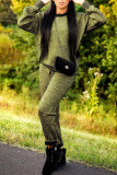 Gold Casual Solid Patchwork O Neck Long Sleeve Two Pieces