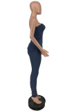 Pink Sexy Casual Solid Backless Slit Strapless Sleeveless Two Pieces