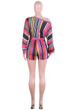 Multi-color Fashion Sexy Print Striped Straight