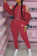 Burgundy Fashion Casual Print Bandage O Neck Long Sleeve Two Pieces