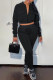 Black Fashion Casual Solid Basic Zipper Collar Long Sleeve Two Pieces