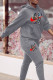 Grey Fashion Sportswear Print Patchwork Letter Hooded Collar Long Sleeve Two Pieces