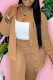 Brown Fashion Casual Solid Long Sleeve Cardigan Lamb Wool Outerwear