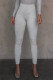 Grey Casual Sportswear Solid Basic Skinny High Waist Pencil Solid Color Bottoms