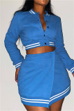 Red Fashion Casual Solid Patchwork Slit O Neck Long Sleeve Two Pieces