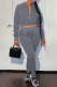 Grey Fashion Casual Solid Basic Zipper Collar Long Sleeve Two Pieces