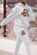 White Fashion Sportswear Print Patchwork Letter Hooded Collar Long Sleeve Two Pieces