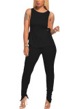 Black Fashion Casual adult Ma'am Patchwork Solid Two Piece Suits pencil Sleeveless Two Pieces