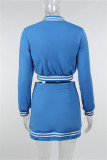 Red Fashion Casual Solid Patchwork Slit O Neck Long Sleeve Two Pieces
