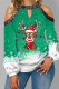 Green Casual Sweet Print Hollowed Out Patchwork O Neck Tops