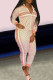 Pink Fashion Casual Print Patchwork Letter Long Sleeve Two Pieces