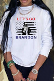 White Fashion Casual Letter Print Basic O Neck T-Shirts
